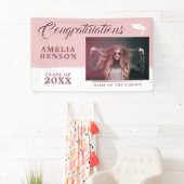 Modern Dusty Pink Afstuderen Fotogradatie Partij Spandoek (Insitu)