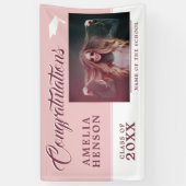 Modern Dusty Pink Afstuderen Fotogradatie Partij Spandoek (Verticaal)