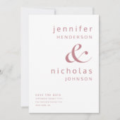 Modern Dusty Pink Ampersand Typography Wedding Save The Date (Voorkant)