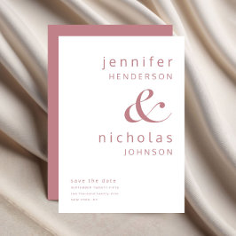 Modern Dusty Pink Ampersand Typography Wedding Save The Date