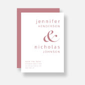 Modern Dusty Pink Ampersand Typography Wedding Save The Date