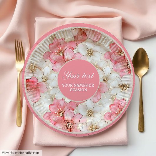 Modern dusty pink and gold birthday plate design papieren bordje