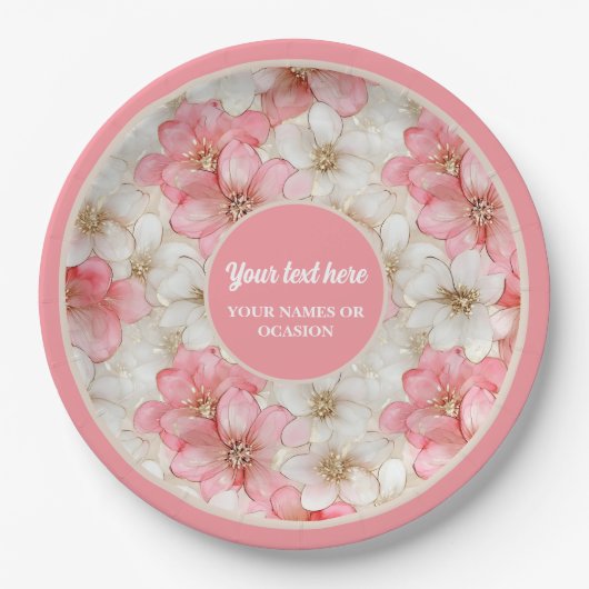 Modern dusty pink and gold birthday plate design papieren bordje (Voorkant)