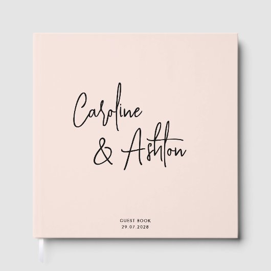 Modern | dusty pink | bold names  guest book gastenboek (Voorkant)
