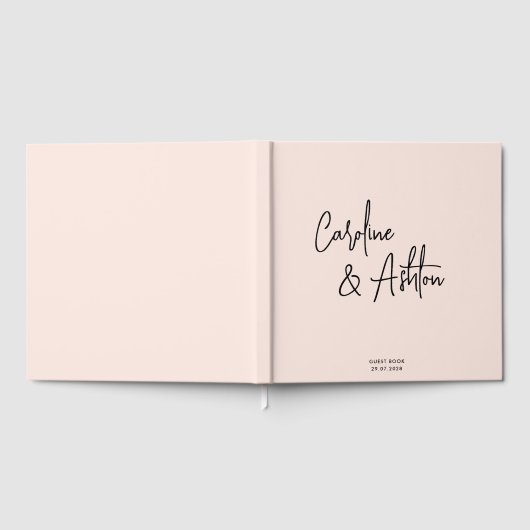 Modern | dusty pink | bold names  guest book gastenboek (Volledig)
