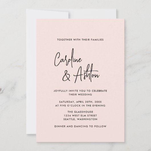 Modern | dusty pink | bold names wedding invitatio save the date (Voorkant)