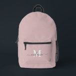 Modern Dusty Pink Custom Monogram Naam Bedrukte Rugzak<br><div class="desc">Blijf stijlvol en georganiseerd met deze Modern Dusty Pink Custom Monogram Name Printed Backpack. Met een zachte, gedempte, stoffige roze tint biedt deze rugzak een chique en verfijnde look, perfect voor dagelijks gebruik, school, werk of reizen. Personaliseer het met uw monogram of naam voor een unieke en elegante touch. Met...</div>