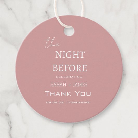Modern Dusty Pink de nacht voor de bruiloft Bedankjes Labels (Voorkant)