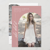 Modern Dusty Pink deed het Afstuderen Foto Kaart (Voorkant / Achterkant)