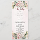 Modern Dusty Pink Flowers Greenery Wedding Program Programmakaart (Achterkant)