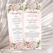 Modern Dusty Pink Flowers Greenery Wedding Program Programmakaart