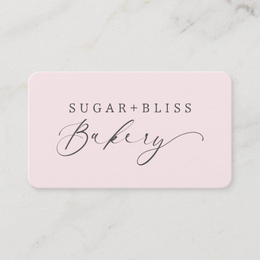Modern Dusty Pink Handgeschreven Script Bakkerij Visitekaartje (Voorkant)