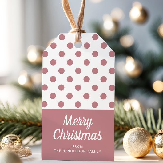 Modern Dusty Pink Merry Christmas Cadeaulabel