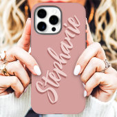 Modern Dusty Pink Minimal Script naam Case-Mate iPhone Case