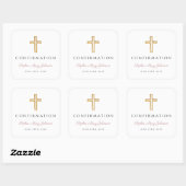 Modern Dusty Pink Religious Girl Confirmation Vierkante Sticker (Vel)