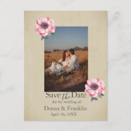 Modern Dusty Pink Rose Bewaar de datum Foto Briefkaart