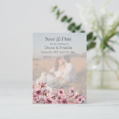 Modern Dusty Pink Rose Bewaar de datum Foto Briefkaart (Staand voorkant)