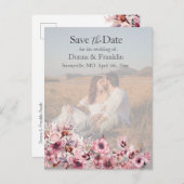 Modern Dusty Pink Rose Bewaar de datum Foto Briefkaart (Voorkant / Achterkant)