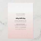 Modern Dusty Pink Rose Gold Quinceanera Folie Uitnodiging (Achterkant)