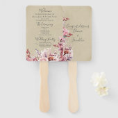 Modern Dusty Pink Rose Wedding Programma Handwaaier (Voorkant en achterkant)