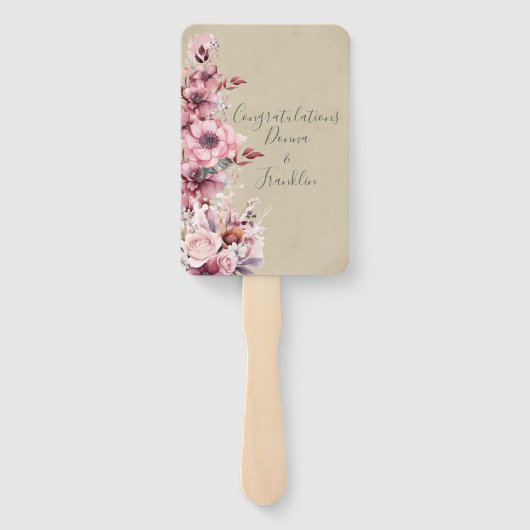 Modern Dusty Pink Rose Wedding Programma Handwaaier (Achterkant)