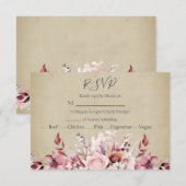 Modern Dusty Pink Rose Wedding RSVP Kaartje (Voorkant / Achterkant)
