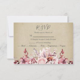 Modern Dusty Pink Rose Wedding RSVP Kaartje