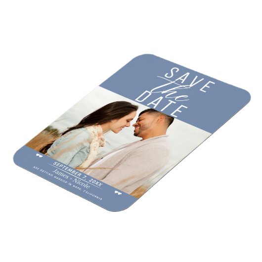 Modern Dusty Pink Save the Date Wedding Photo Magneet (Linkerzijde)