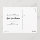 Modern Dusty Pink Script Naam Baby Meisje Foto's Briefkaart (Achterkant)