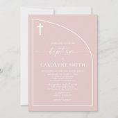 Modern Dusty Pink Semi Arch Baptisme Uitnodiging (Voorkant)