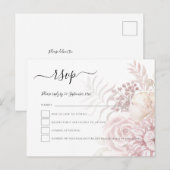 Modern Dusty Pink Tinted Florals Bruiloft RSVP Uitnodiging Briefkaart (Voorkant / Achterkant)