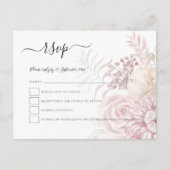 Modern Dusty Pink Tinted Florals Bruiloft RSVP Uitnodiging Briefkaart (Voorkant)