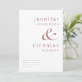 Modern Dusty Pink Typografie Ampersand Foto Save The Date (Staand voorkant)
