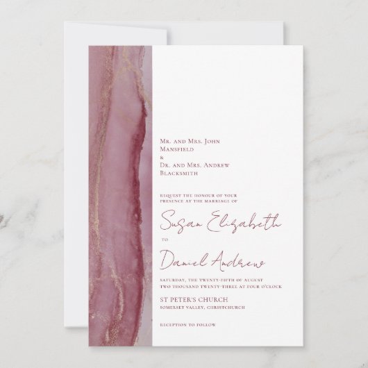 Modern Dusty Pink Wedding Invitation Kaart (Voorkant)