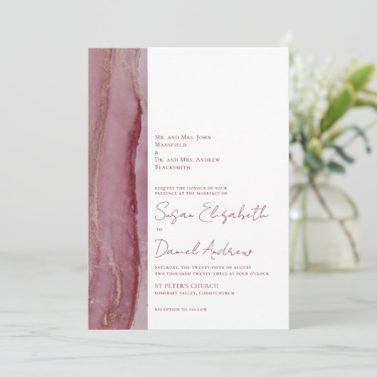 Modern Dusty Pink Wedding Invitation Kaart (Staand voorkant)