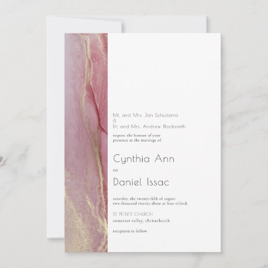 Modern Dusty Pink Wedding Invitation Kaart (Voorkant)