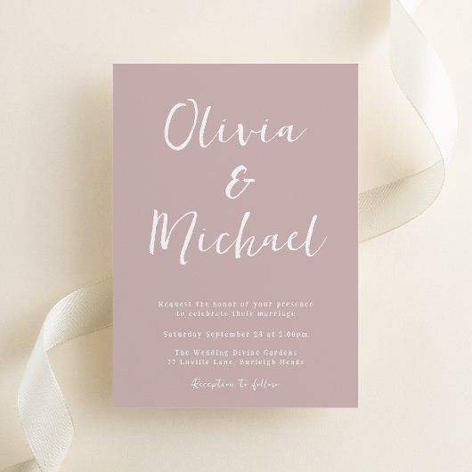 Modern Dusty Pink Wedding Kaart