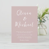 Modern Dusty Pink Wedding Kaart (Staand voorkant)