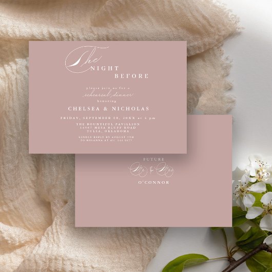 Modern Dusty Roos avond voor repetitie diner Kaart