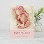 Modern Dusty Roos Baby Meisje Foto Collage Geboort Aankondiging (Staand voorkant)