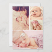 Modern Dusty Roos Baby Meisje Foto Collage Geboort Aankondiging (Achterkant)