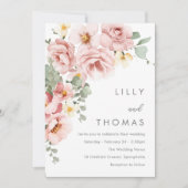 Modern Dusty Roos Blush Bloemen Bruiloft Kaart (Voorkant)