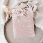 Modern Dusty Roos & Blush Roos Waterverf bruiloft Kaart