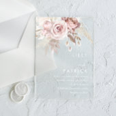 Modern Dusty Roos & Blush Roos Wedding Acryl Uitnodigingen