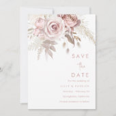 Modern Dusty Roos & Blush Roos Wedding Save The Date (Voorkant)