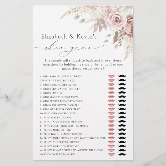 Modern Dusty Roos Blush Vrijgezellenfeest Schoensp (Voorkant)