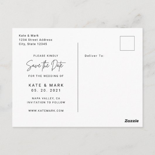 Modern Dusty Roos Bruiloft Save the Date Briefkaart (Achterkant)