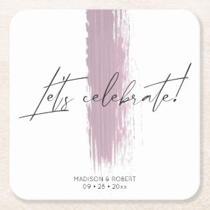 Modern Dusty Roos Brush Stroke Wedding Party Kartonnen Onderzetters
