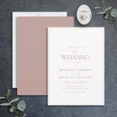 Modern Dusty Roos Calligraphy Wedding Invitation Kaart