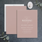 Modern Dusty Roos Calligraphy Wedding Invitation Kaart